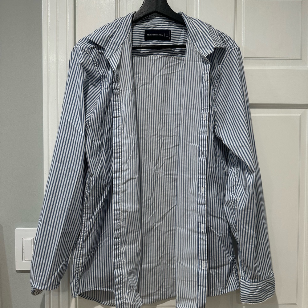 Abercrombie & Fitch Blue and White Striped Shirt